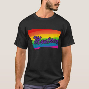 Regenbogen-Staats-Kontur Montana T-Shirt