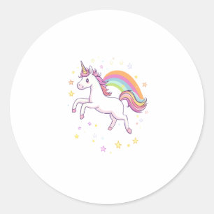 Regenbogen-Star-Einhorn (1) Runder Aufkleber