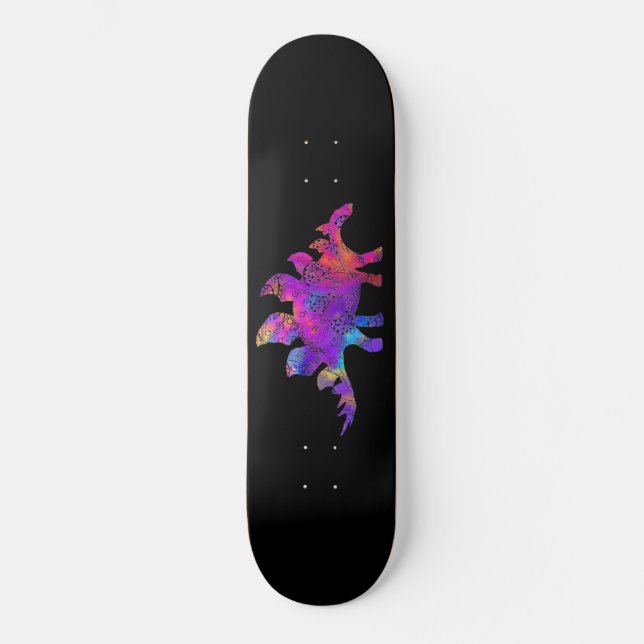 Regenbogen Stegosaurus Skateboard (Vorderseite)
