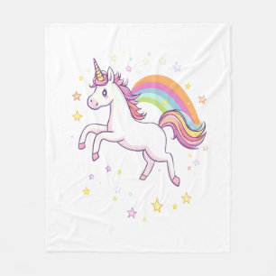 Regenbogen-Stern-Einhorn (1) Fleecedecke