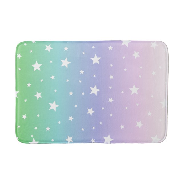 Regenbogen Sterne Pastell Farbverlauf Unicorn NO3y Badematte (Vorderseite)