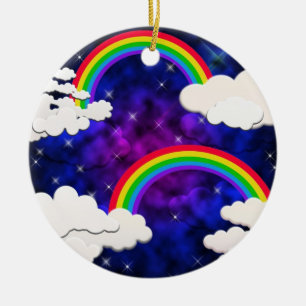 Regenbogen, Sterne und Wolken in einem nächtlichen Keramikornament