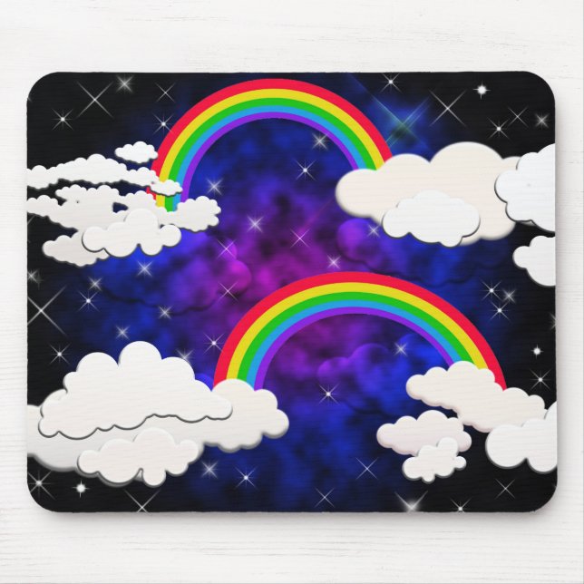 Regenbogen, Sterne und Wolken in einem nächtlichen Mousepad (Vorne)