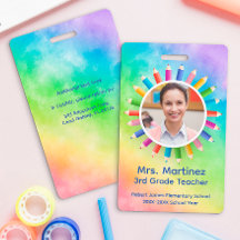 Regenbogen Stifte Lehrer Fotoausweis | Schul Auswe