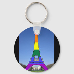 Regenbogen-Stolz-Eiffelturm Schlüsselanhänger
