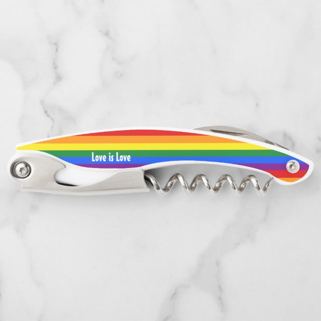Regenbogen-Stolz-Flaggen-Korkenzieher Kellnermesser (Vorderseite)