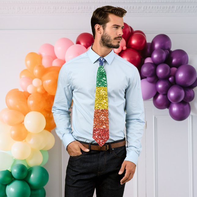 Regenbogen-Stolz Glitter Pailletten-Look Krawatte (Von Creator hochgeladen)
