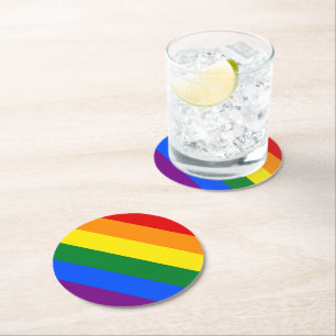 Regenbogen-Stolz-Papier-Unterlage Runder Pappuntersetzer