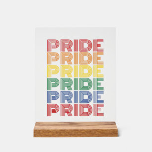 Regenbogen-Stolz Retro-Typografie-Vektor-Design_1 Acrylschild