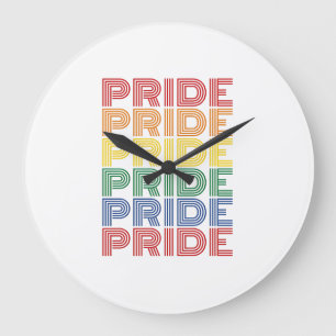 Regenbogen-Stolz Retro-Typografie-Vektor-Design_1 Große Wanduhr
