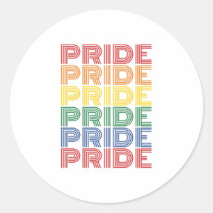 Regenbogen-Stolz Retro-Typografie Vektor-Design_1 Runder Aufkleber