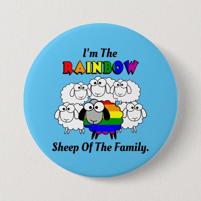 Regenbogen-Stolz-Schaf Button (Vorderseite)