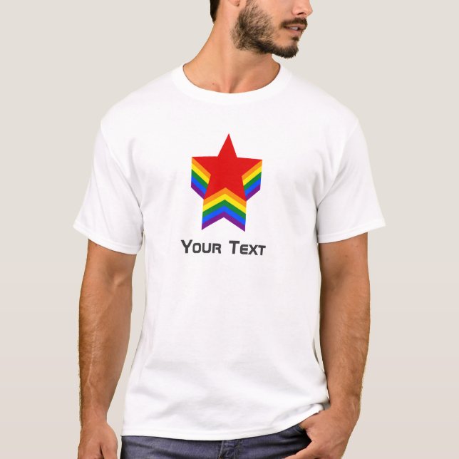 Regenbogen-Stolz Sterne T-Shirt (Vorderseite)