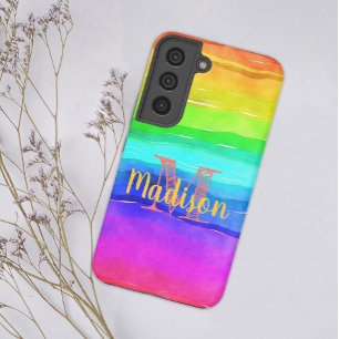 Regenbogen-Stolz-Streifen Farbiger Spaß Anfangsnam Samsung Galaxy Hülle