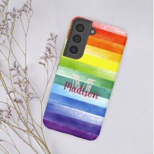 Regenbogen-Stolz-Streifen Farbiger Spaß Anfangsnam Samsung Galaxy Hülle