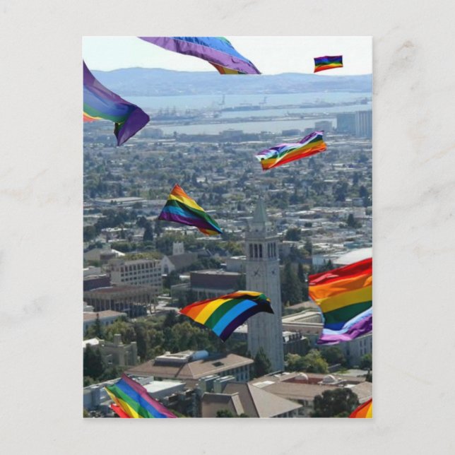 Regenbogen-Stolz über Berkeley Postkarte (Vorderseite)