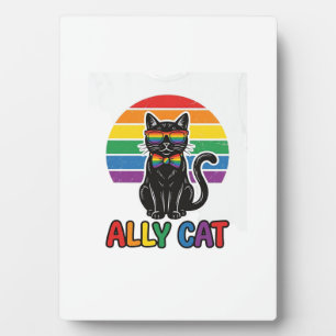 Regenbogen-Stolz Vintage-Katze-Shirt-Design_1 Fotoplatte