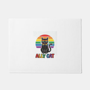 Regenbogen-Stolz Vintage-Katze-Shirt-Design_1 Fußmatte
