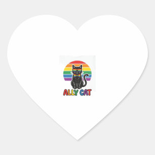 Regenbogen-Stolz Vintage-Katze-Shirt-Design_1 Herz-Aufkleber
