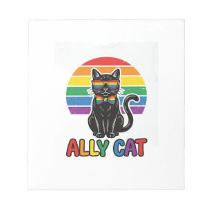 Regenbogen-Stolz Vintage-Katze-Shirt-Design_1 Notizblock