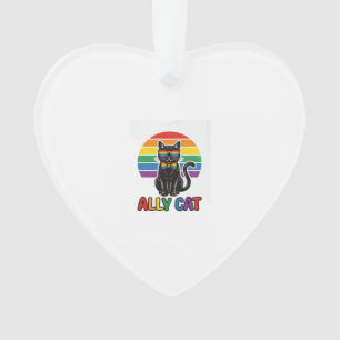 Regenbogen-Stolz Vintage-Katze-Shirt-Design_1 Ornament