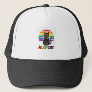 Regenbogen-Stolz Vintage-Katze-Shirt-Design_1 Truckerkappe