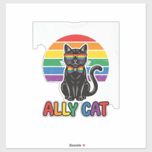 Regenbogen-Stolz Vintage-Katzen-Shirt-Design_1 Aufkleber