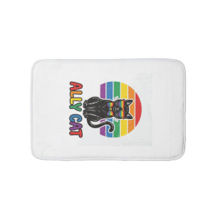 Regenbogen-Stolz Vintage-Katzenshirt-Design_1 Badematte