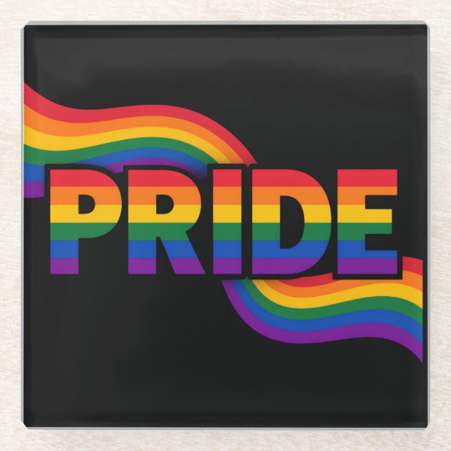 Regenbogen-Stolzfeier Glasuntersetzer (Vorderseite)