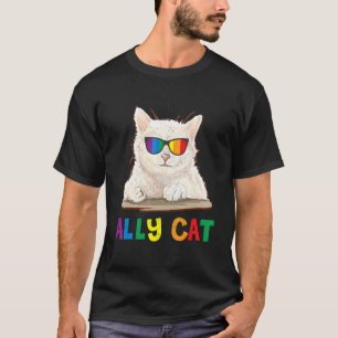 Regenbogen-Stolzflagge Unterstützer Katze Lgbt Sch T-Shirt