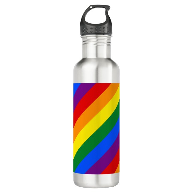 Regenbogen Streifen Gay Pride Design Wasserflasche Edelstahlflasche (Vorderseite)