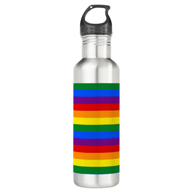 Regenbogen Streifen Gay Pride Design Wasserflasche Edelstahlflasche (Vorderseite)