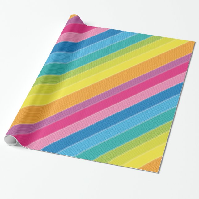Regenbogen-Streifen Geschenkpapier (Ungerollt)