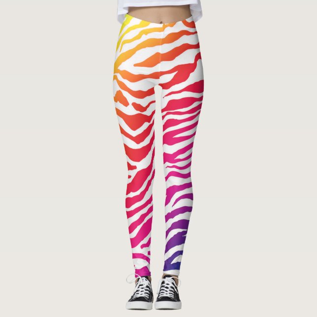 Regenbogen-Streifen Leggings (Vorderseite)