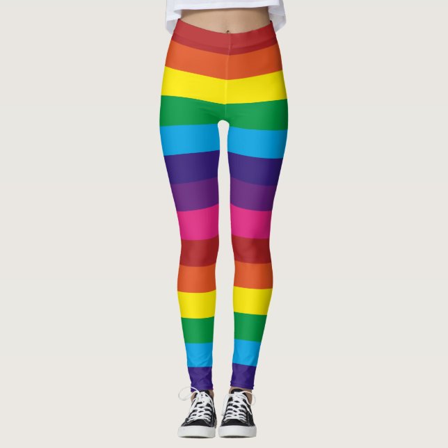 Regenbogen Streifen Leggings (Vorderseite)