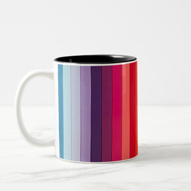 Regenbogen Streifen mehrfarbig Zweifarbige Tasse (Links)