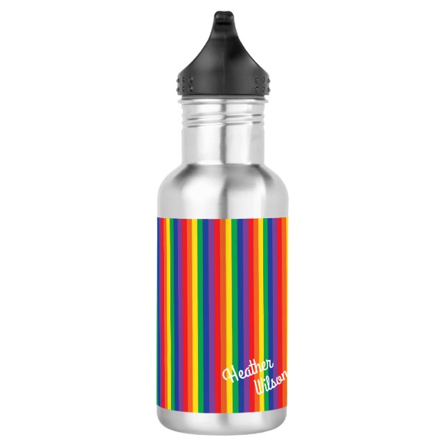 Regenbogen Streifen Niedlich Kinder Wasser Flasche Edelstahlflasche (Rechts)