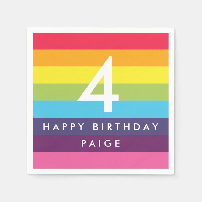 Regenbogen Streifen Personalisiert Napkins Serviette (Vorderseite)