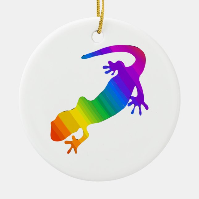 Regenbogen-Streifen Salamander Keramik Ornament (Vorne)