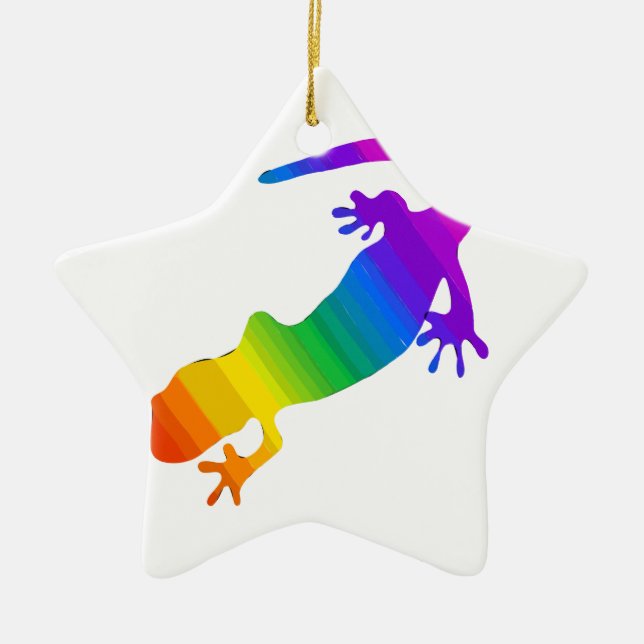 Regenbogen-Streifen Salamander Keramikornament (Vorne)
