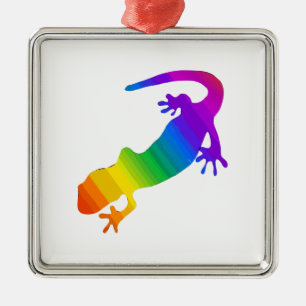 Regenbogen-Streifen Salamander Ornament Aus Metall