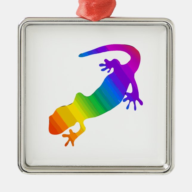 Regenbogen-Streifen Salamander Ornament Aus Metall (Vorne)
