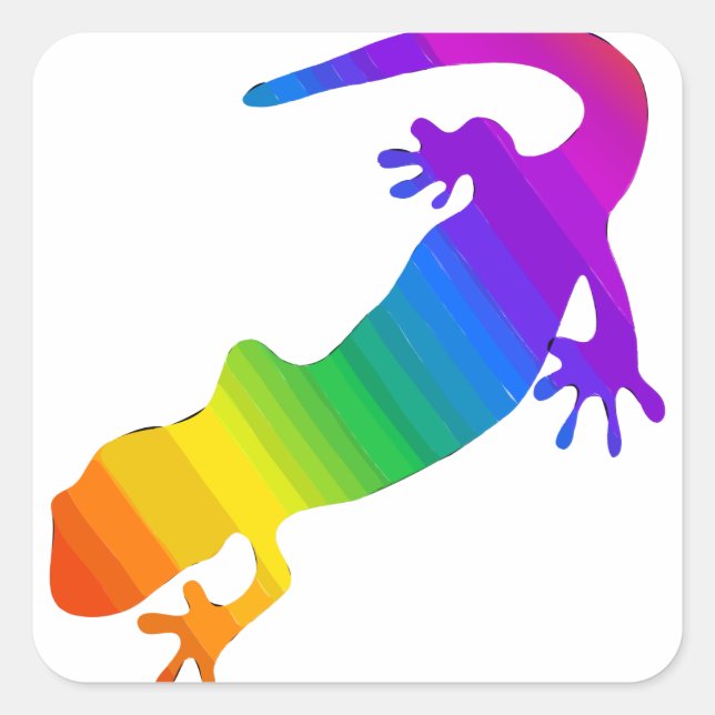 Regenbogen-Streifen Salamander Quadratischer Aufkleber (Vorderseite)