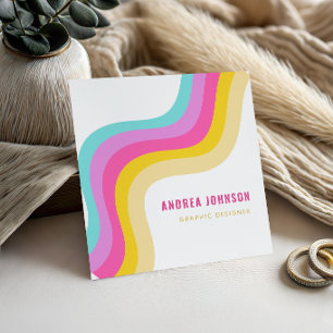 Regenbogen Streifen Wellen Farbiger Minimalistisch Quadratische Visitenkarte