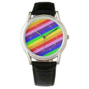 Regenbogen Stripes klassischen bunten glücklichen Armbanduhr