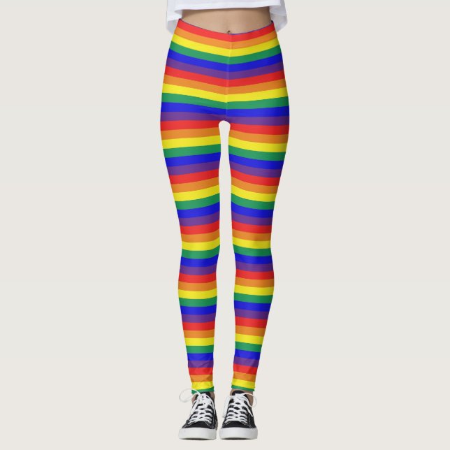 Regenbogen Stripte Leggings (Vorderseite)