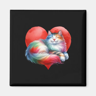 Regenbogen Süße Katze Umarmen Herz Kätzchen Liebe Magnet