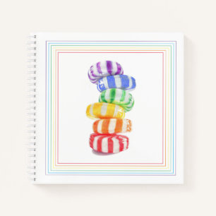 REGENBOGEN-SÜßIGKEITEN 8,5x8,5 Spiralblock Notizbuch
