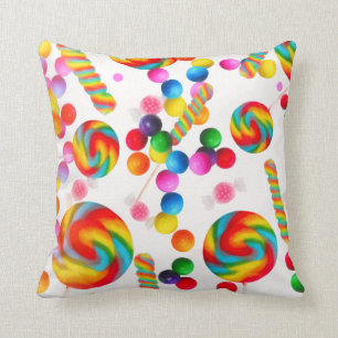 Regenbogen Süßigkeiten Candyland Lutscher Bunt Kissen