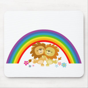 Regenbogen-Tango-Niedliche Cartoon-Löwen Mousepad
